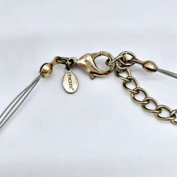 Chico's Station Necklace Open Charm Gold Tone Multi Strand Statement Jewelry - Picture 4 of 8